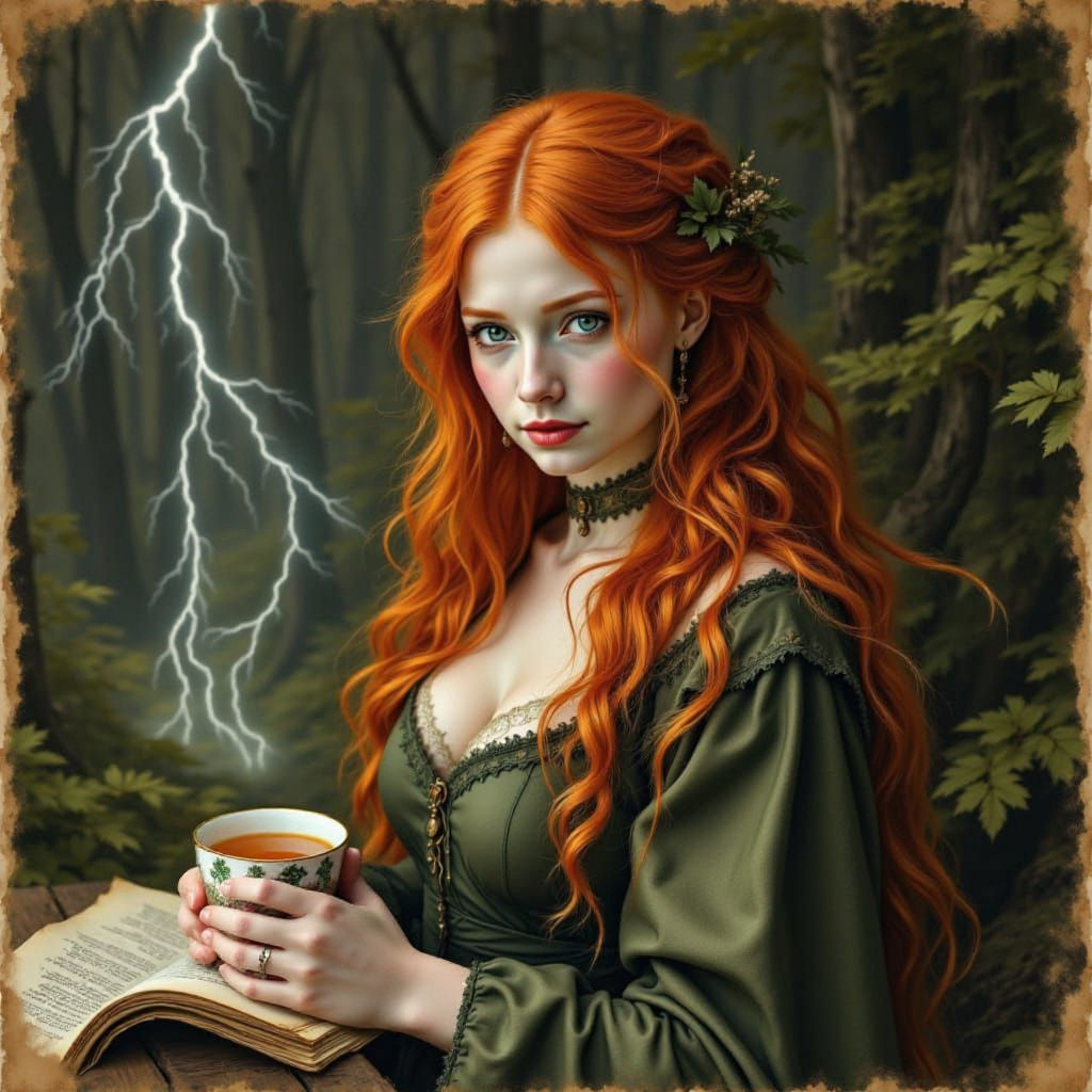 Magical Creature with Ginger Woman and Lightning