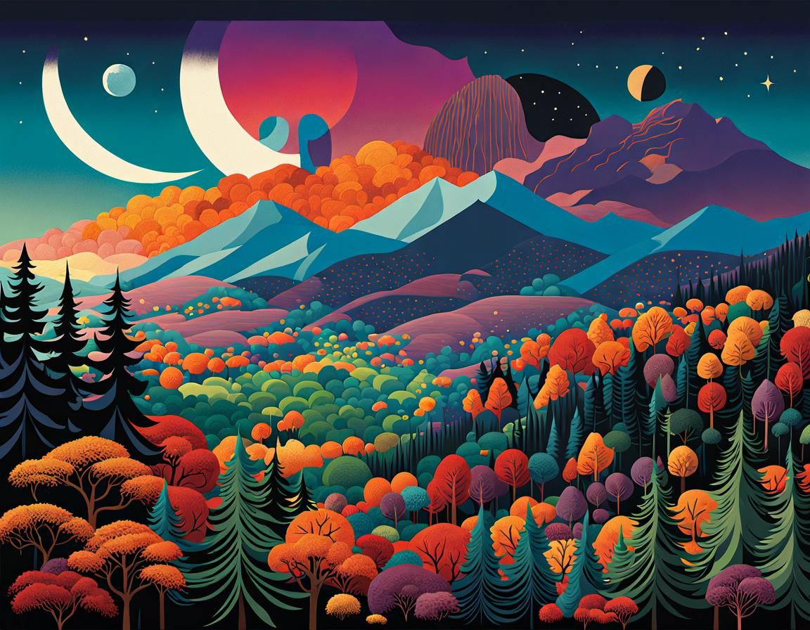 Enchanted Forest with Eldritch Creatures and Wild Gods