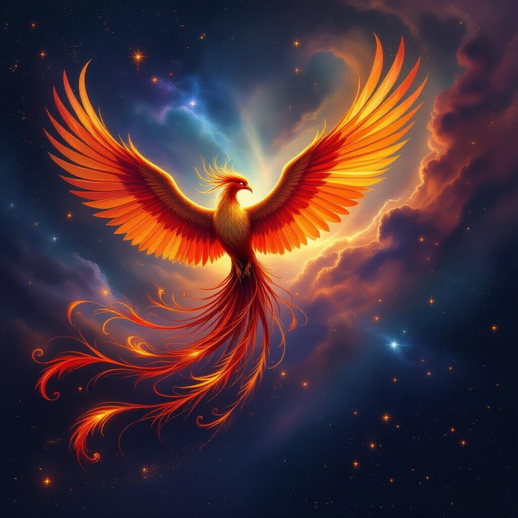 Majestic Phoenix Soars Through Cosmic Nebula