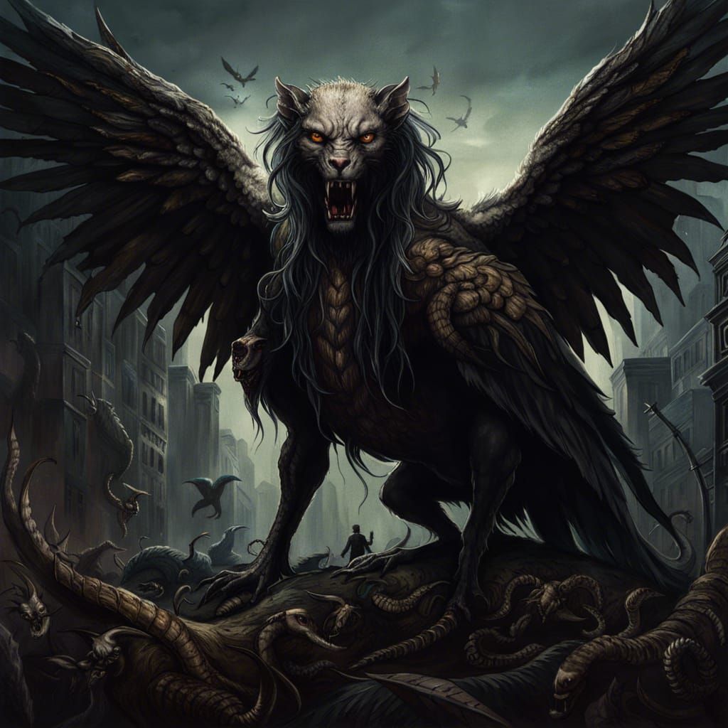 Horrific Chimera Abomination in Dark Fantasy Style
