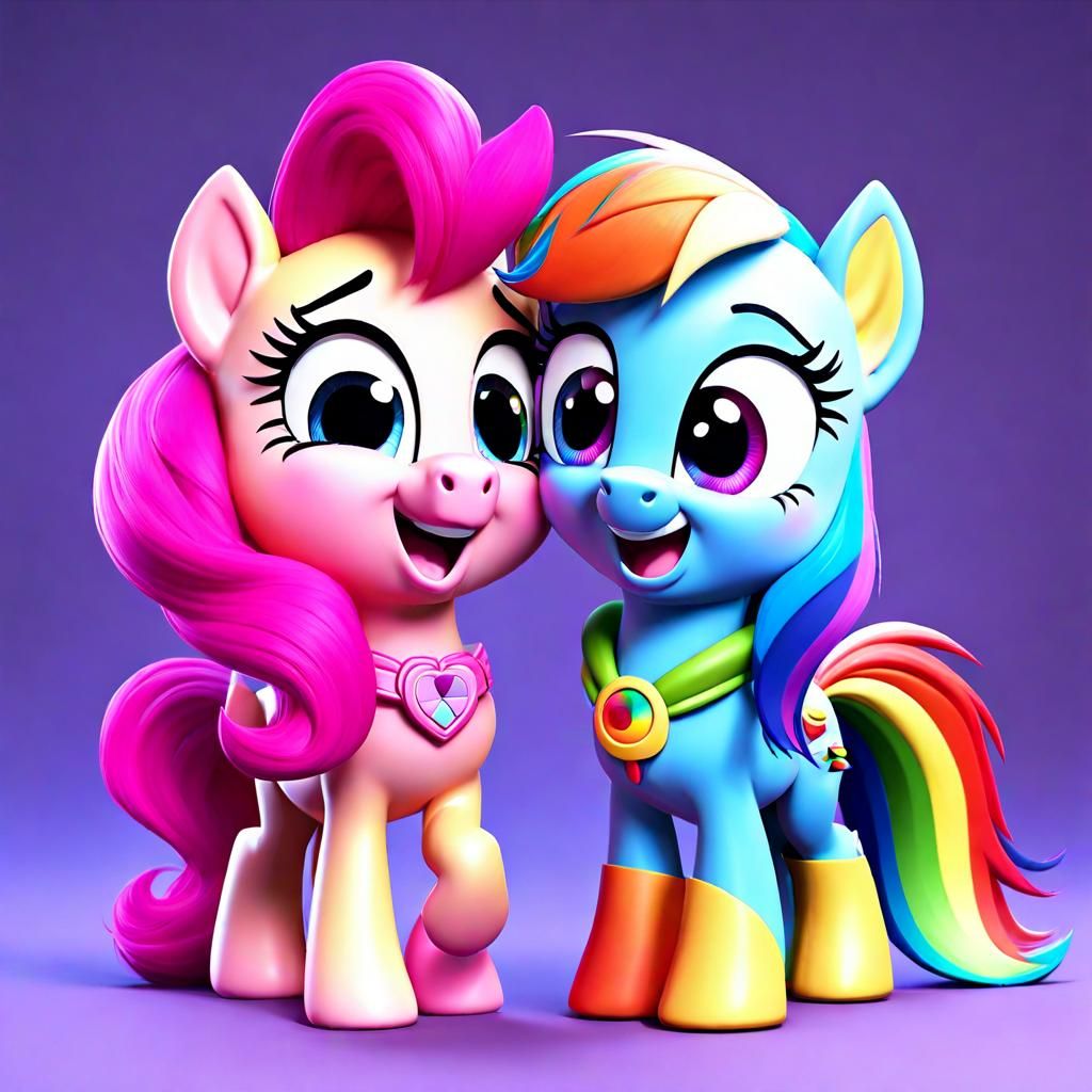 Rainbow Dash and Pinkie Pie 3D Render