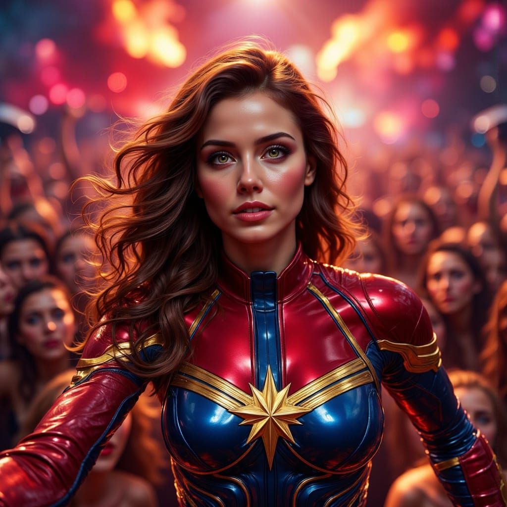 Alexandra Daddario as Captain Marvel in Hyper-Realistic Styl...