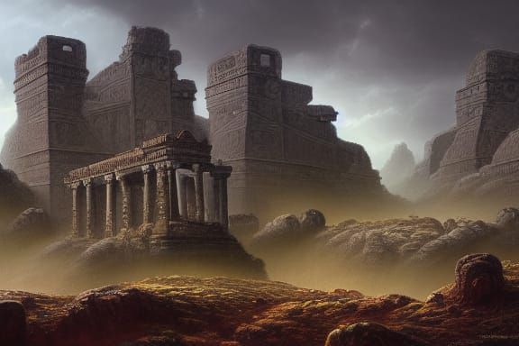 Ornate Illustration of a Dead City's Ruins