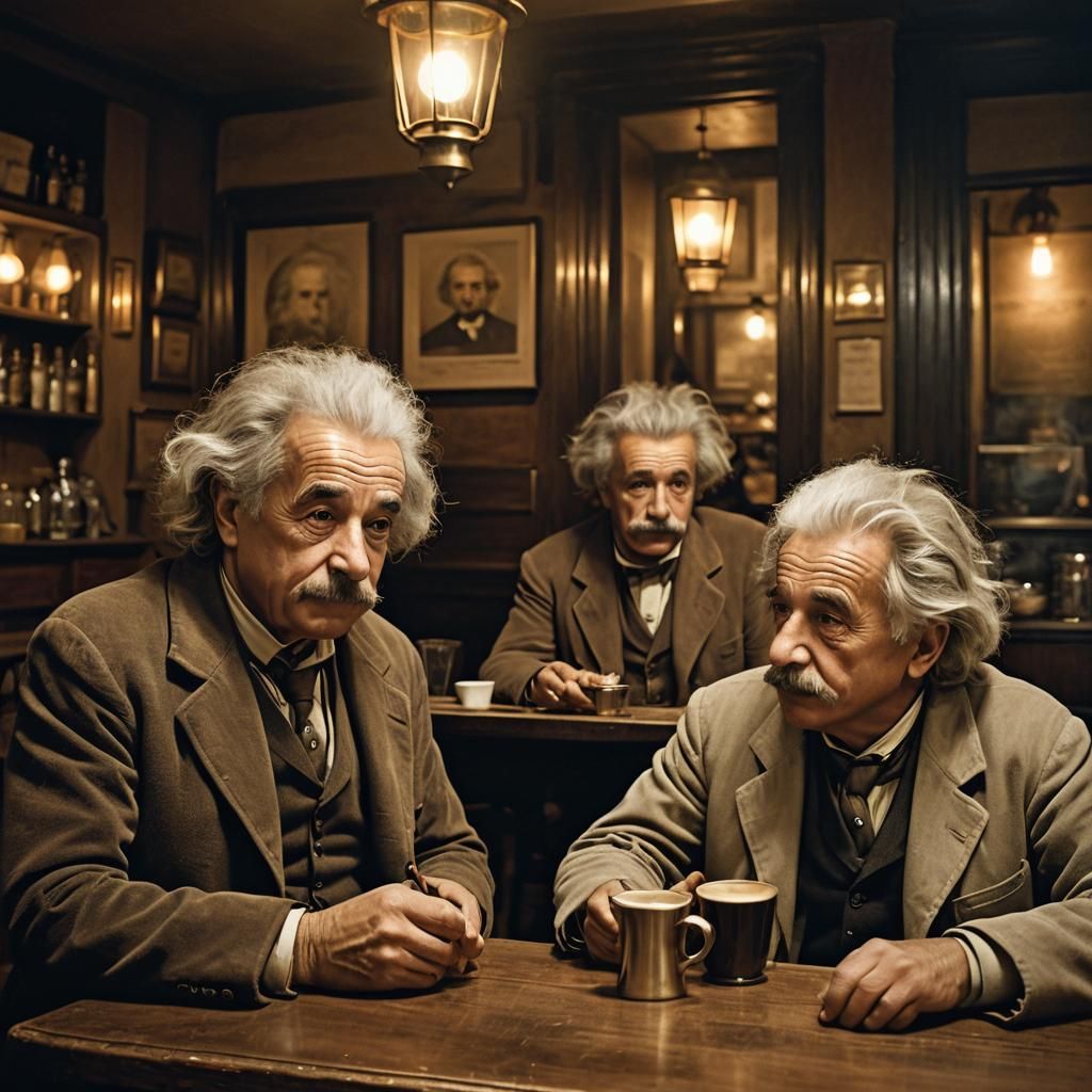 Aristotle and Einstein in Parisian Cafe