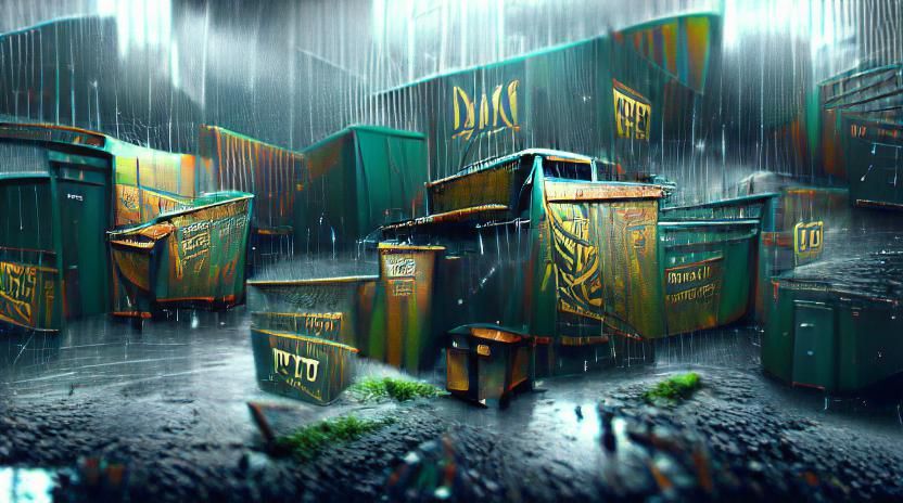 Rainy Dumpster: Art Deco Matte Painting