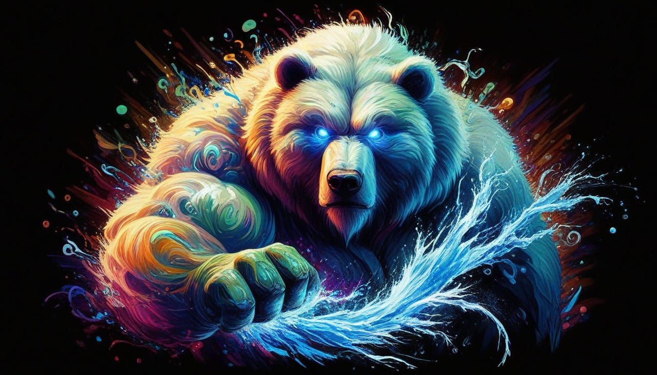 Intimidating Bear-Hydromancer in Darkened Power Stance