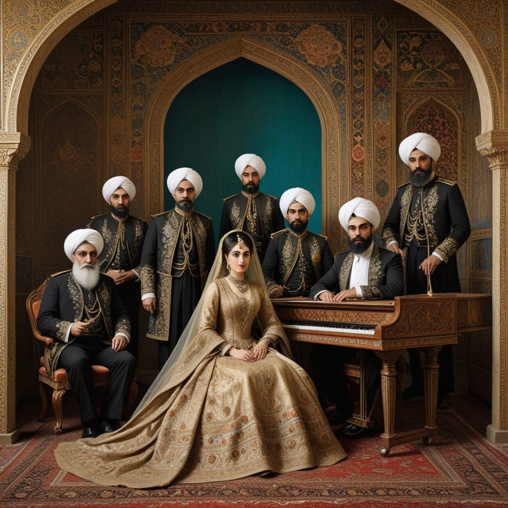 Orchestra in Qajar Art Style
