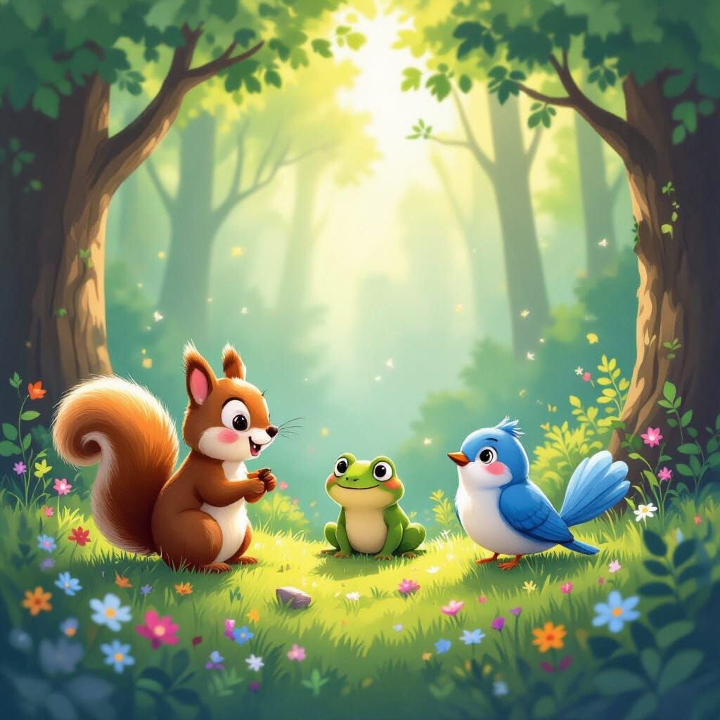 Whimsical Forest Friends in Storybook Style