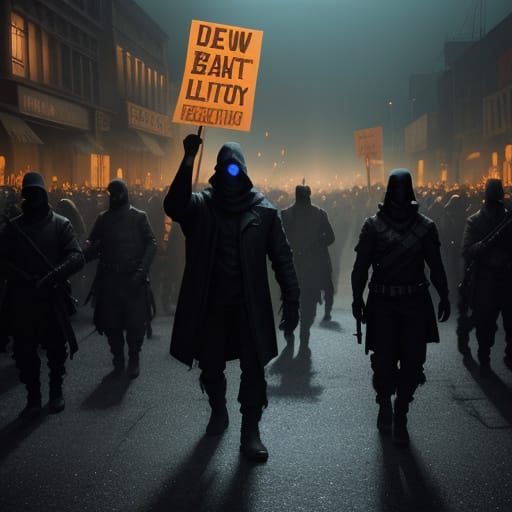 Dystopian Protestor Concept Art in Digital Painting Style