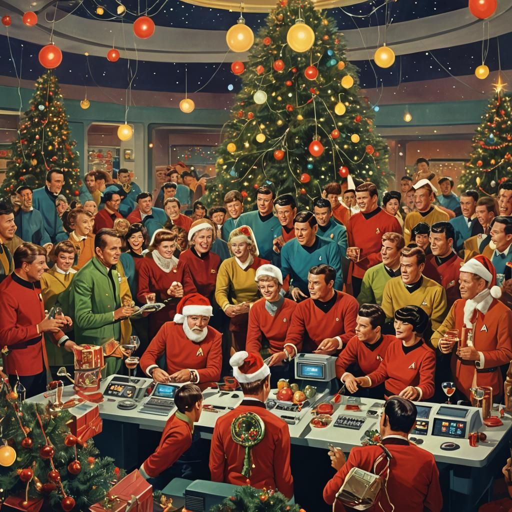 Star Trek Crew Celebrates Christmas in Retro Sci-Fi Style