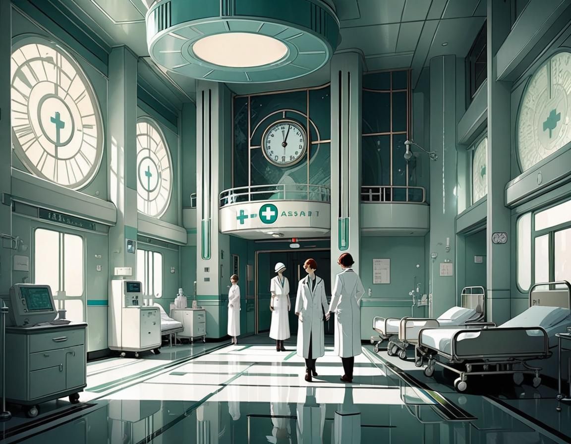 Art Deco Plague Hospital in Manga Style