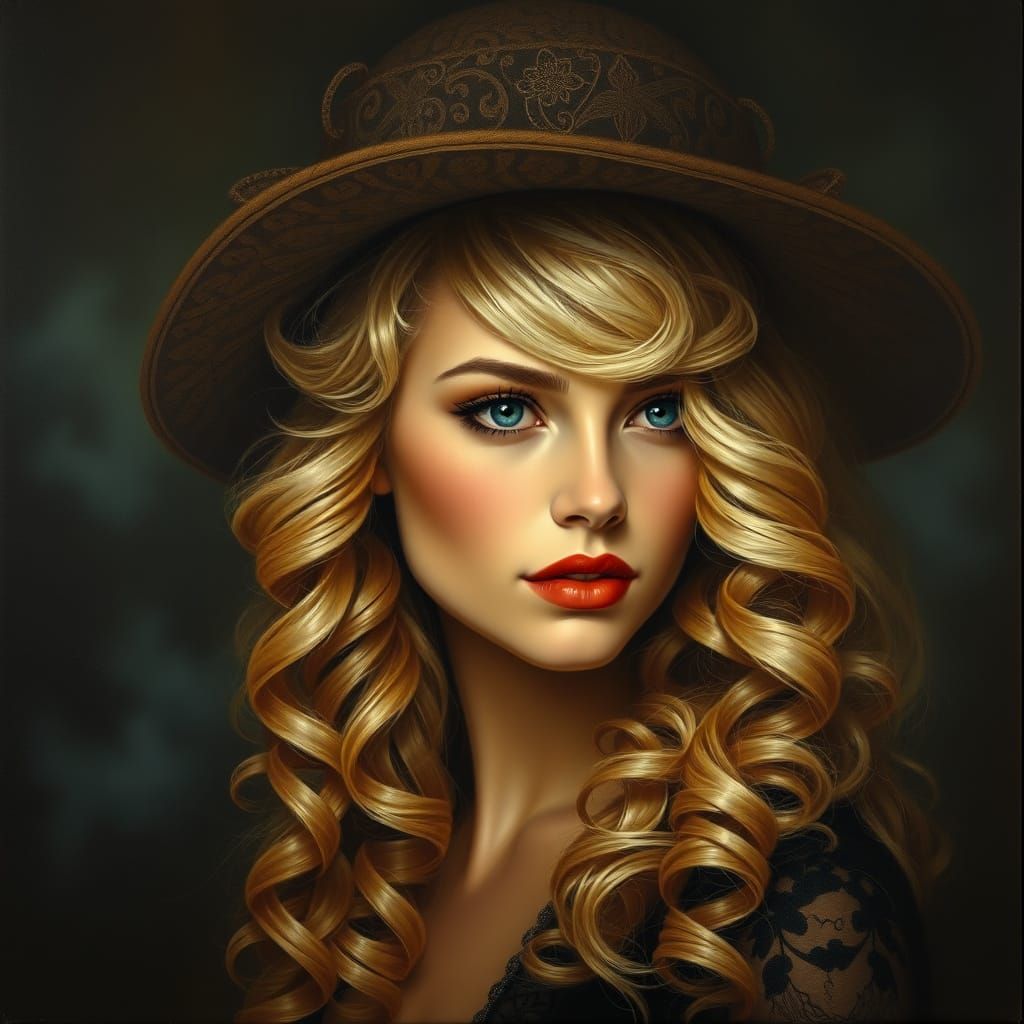 Ethereal 1920s Oil Painting of Enchanting Flapper Woman