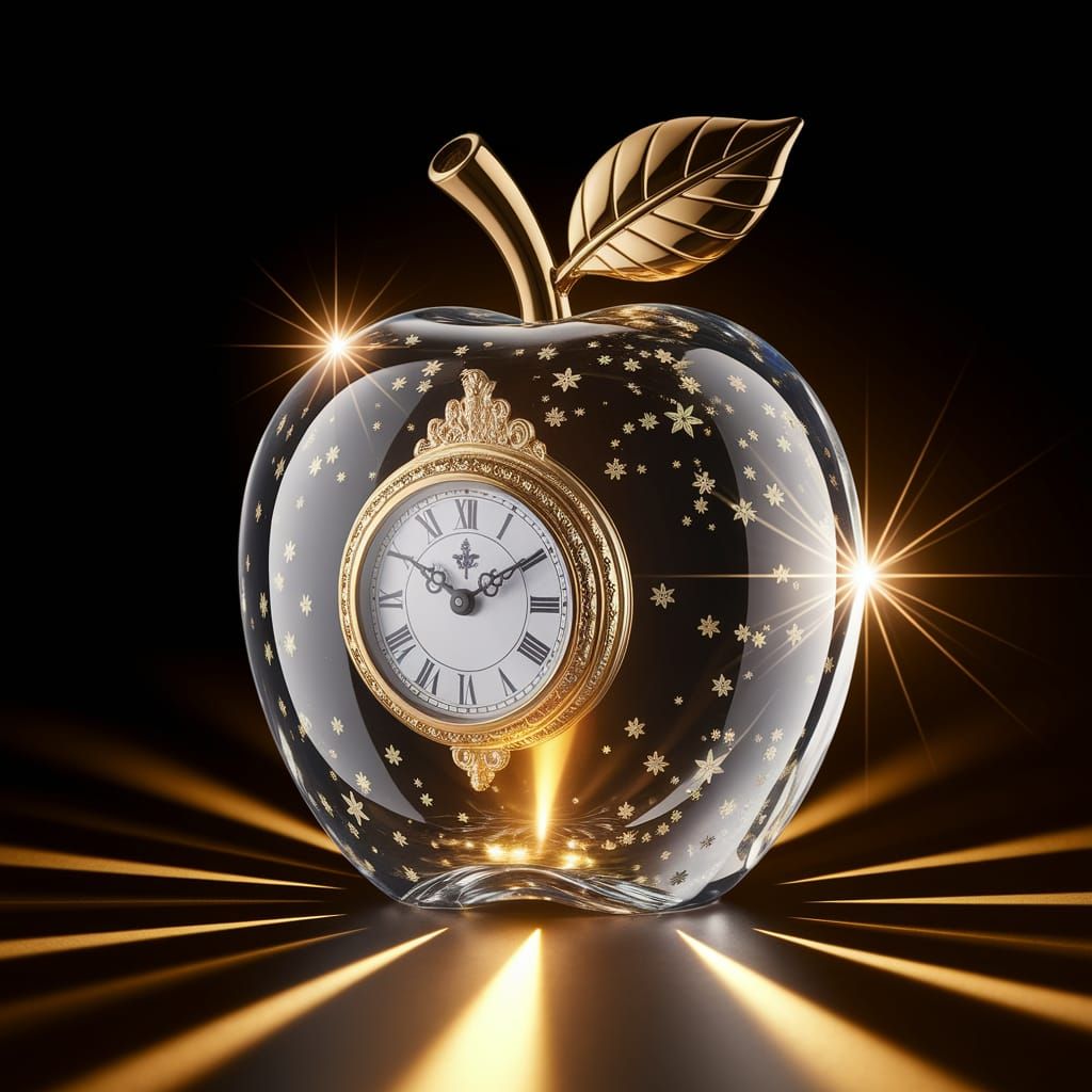 Luxurious Crystal Apple in Golden Glory