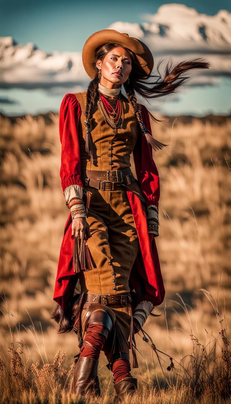 Steampunk Native American Woman in Victorian Attire