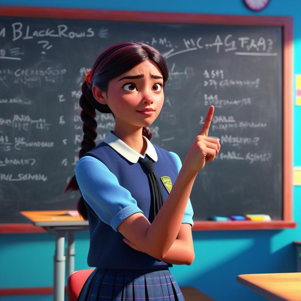 Teenage Student in Pixar-Style Classroom Concept Art