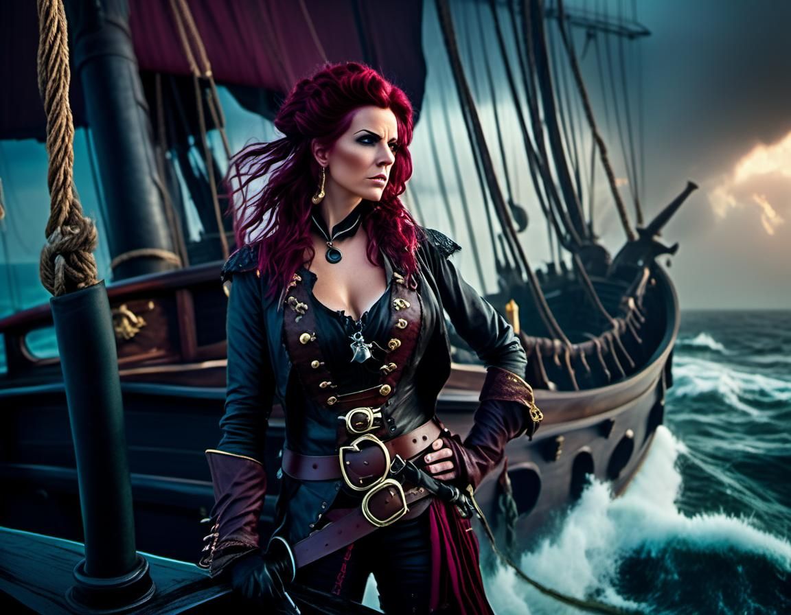 Trashpunk Pirate Queen on Stormy Seas
