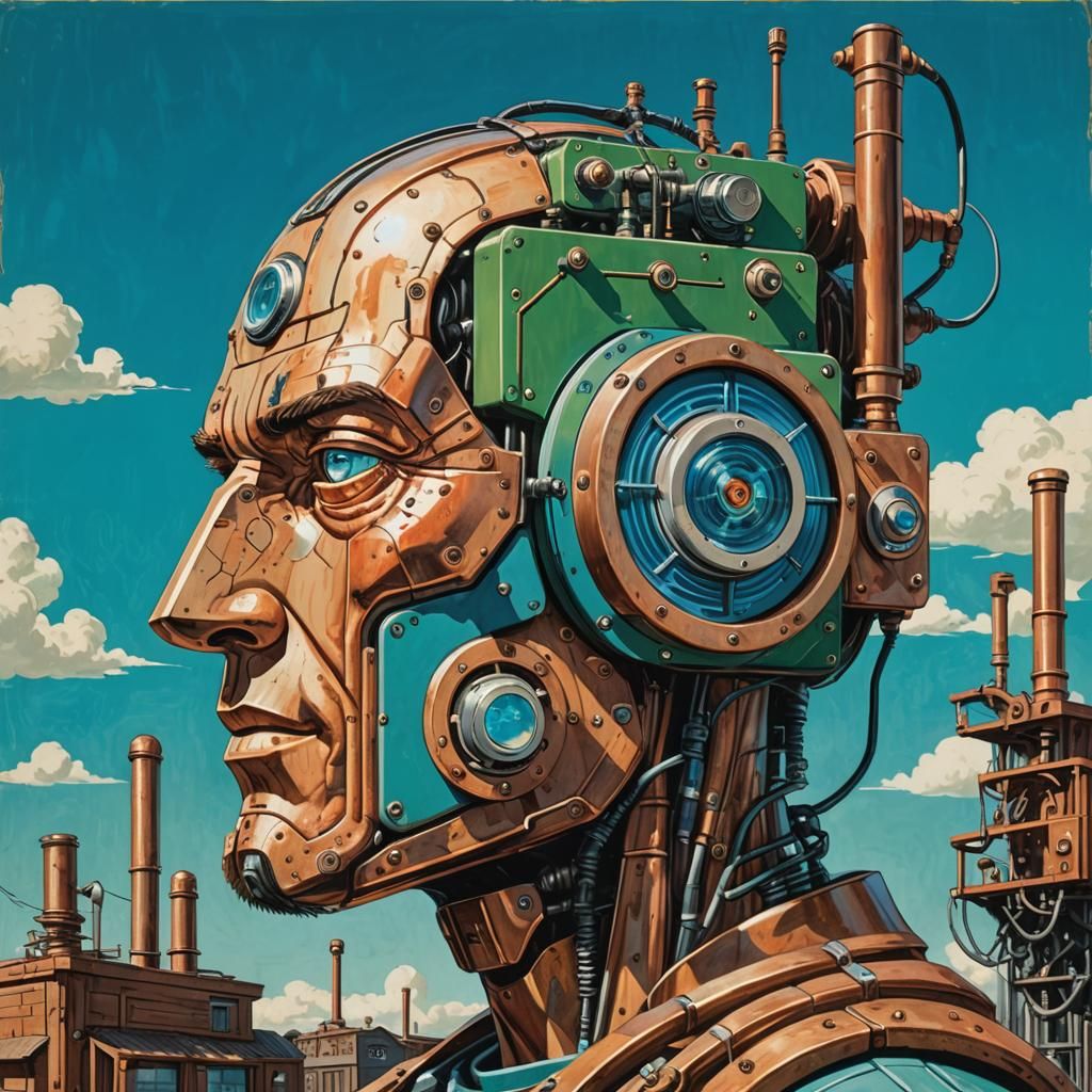 Cyborg Man in 1930s Propaganda Poster Style