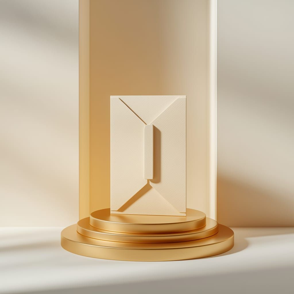 Elegant 3D Invitation Card on Golden Pedestal