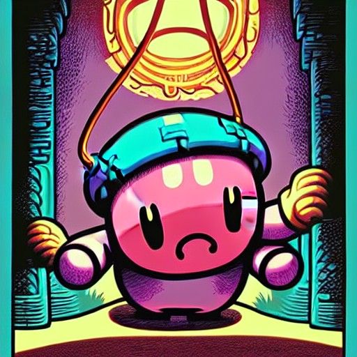 Kirby as Street Art in Gothic Style