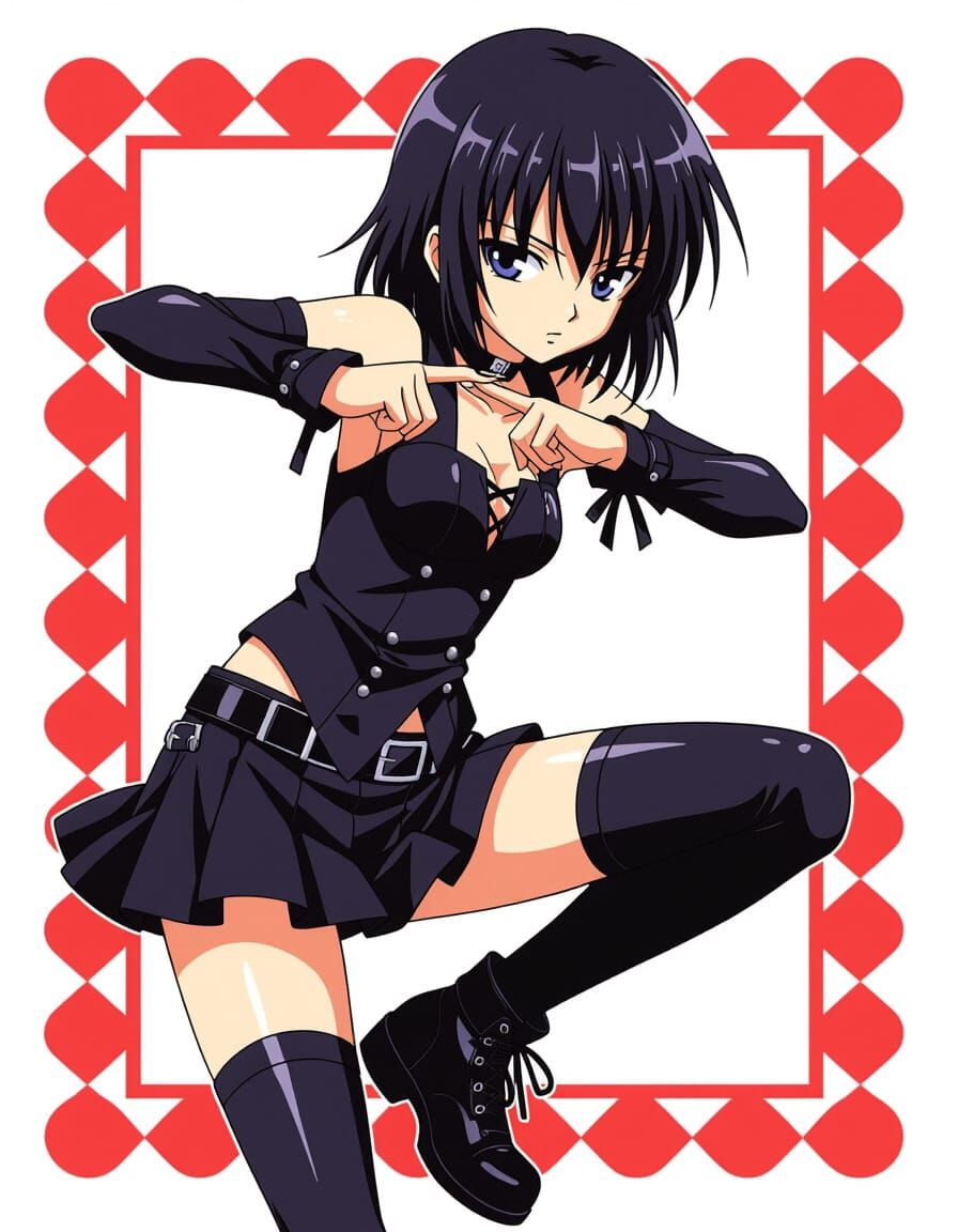 Gothic Girl in 2000s Anime Style