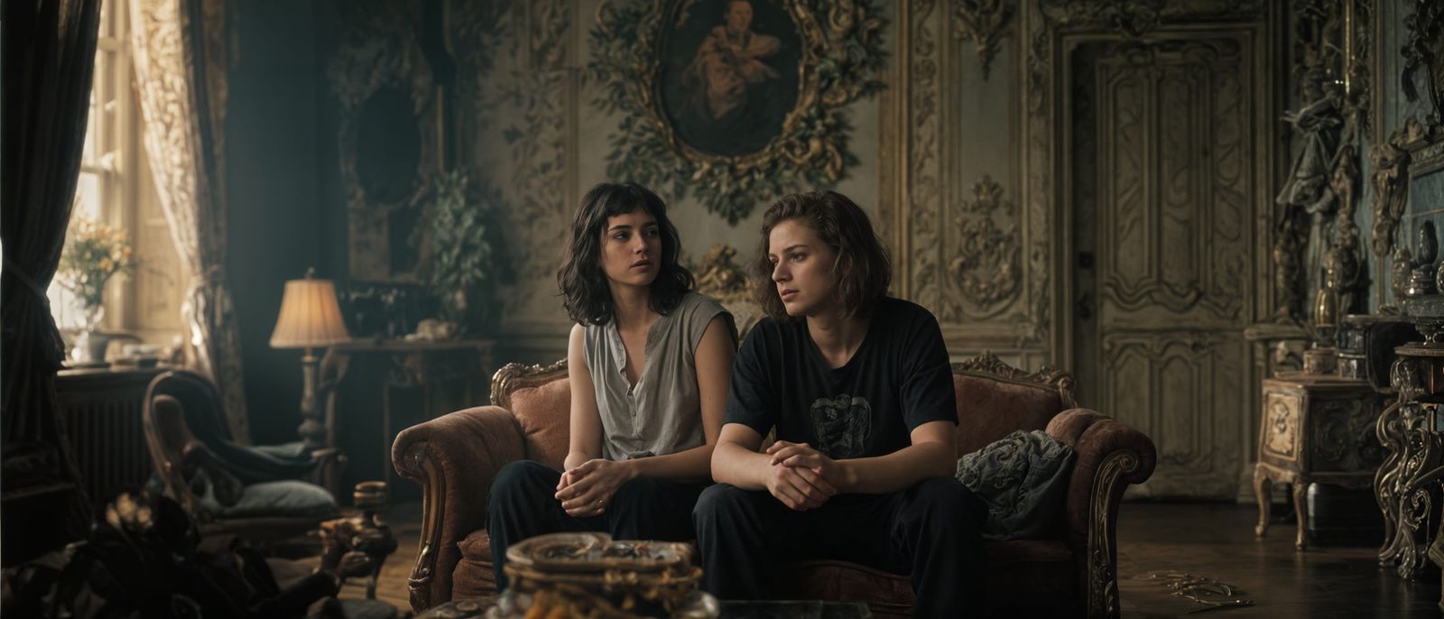 Rivals in Baroque-Emo Interior: Cinematic Realism