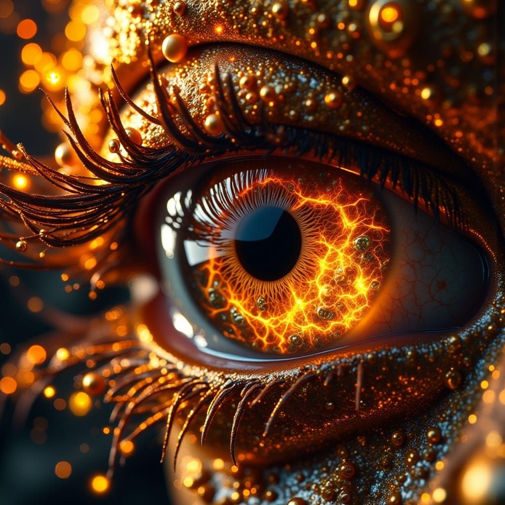 Surreal Eye as a Miniature Sun Macro Photograph