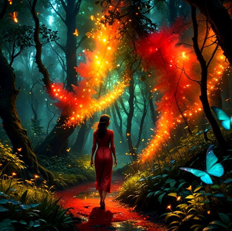 Mystical Forest Encounter in Vibrant, Cinematic Realism