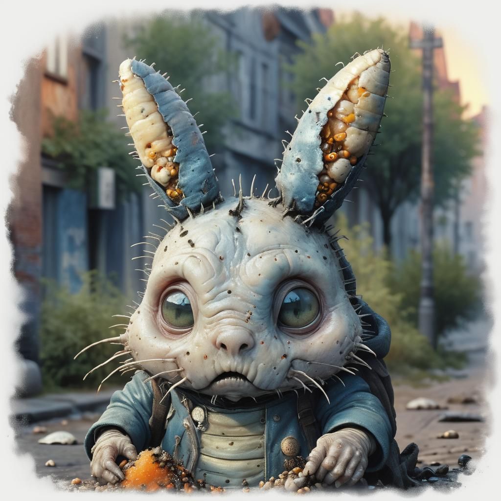 Boy with Maggots: Hyper-Realistic Digital Art