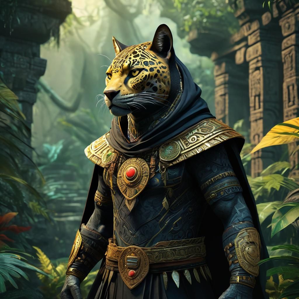 Tabaxi Rogue Assassin in Aztec Jungle Ruins