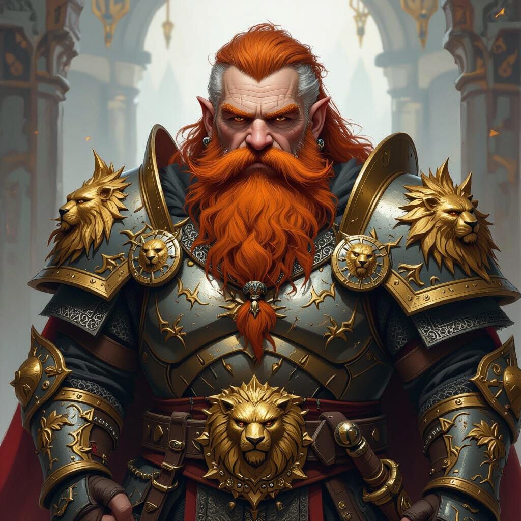 Majestic Dwarven King Portrait in Fantasy Art Style