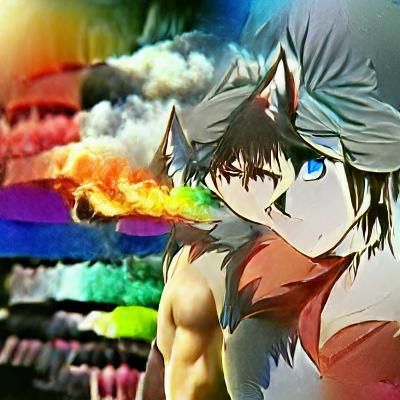 Anime Rainbow: Hot Wolf Boy Illustration