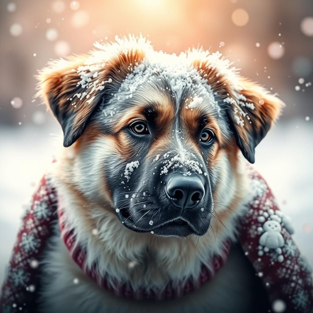 Baby Anatolian Shepherd in Snow: Hyperrealistic Art