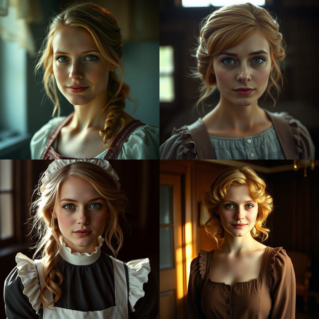 Vintage Housemaid in Cinematic Film Still