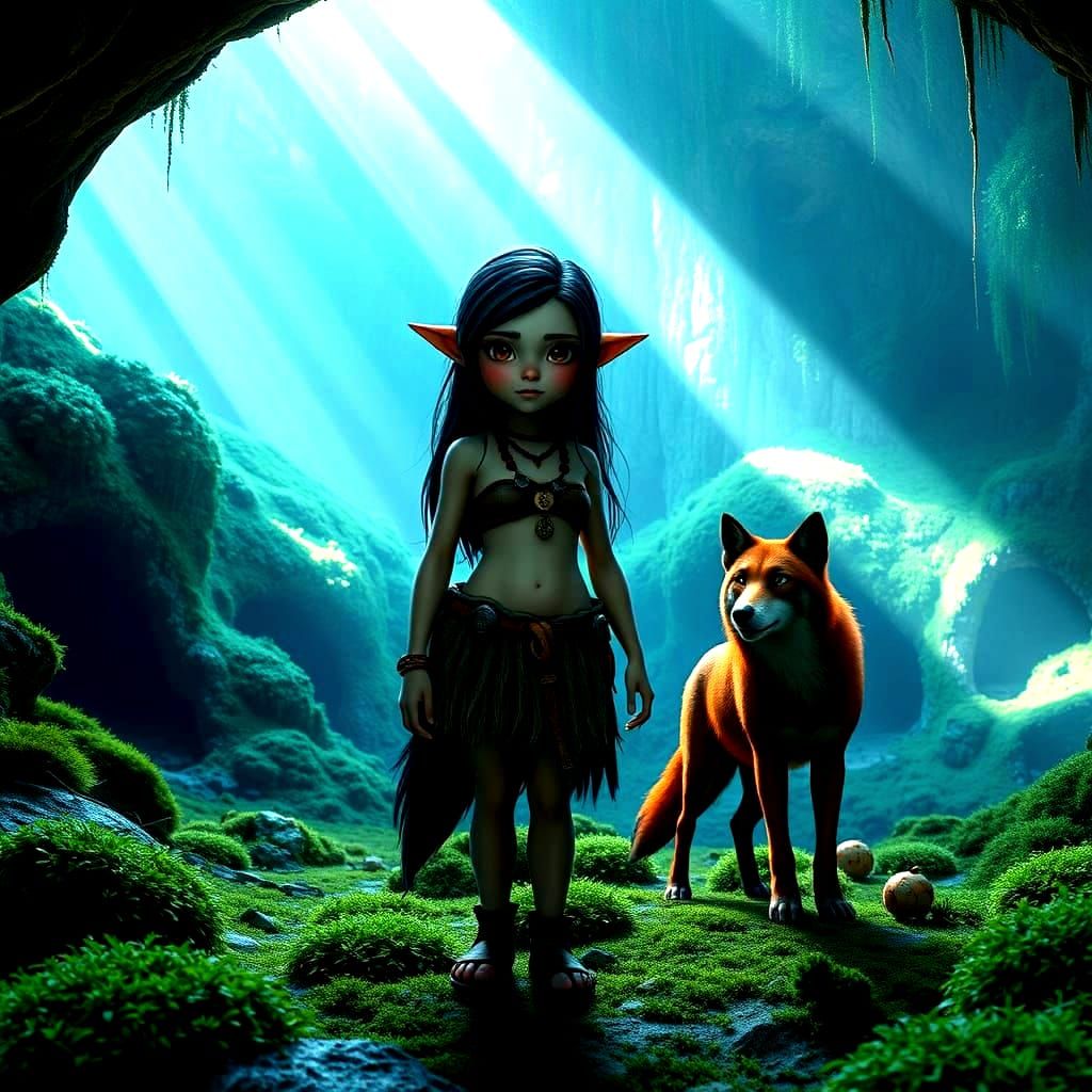 Last living troglodyte & her pet red wolf. 🌾