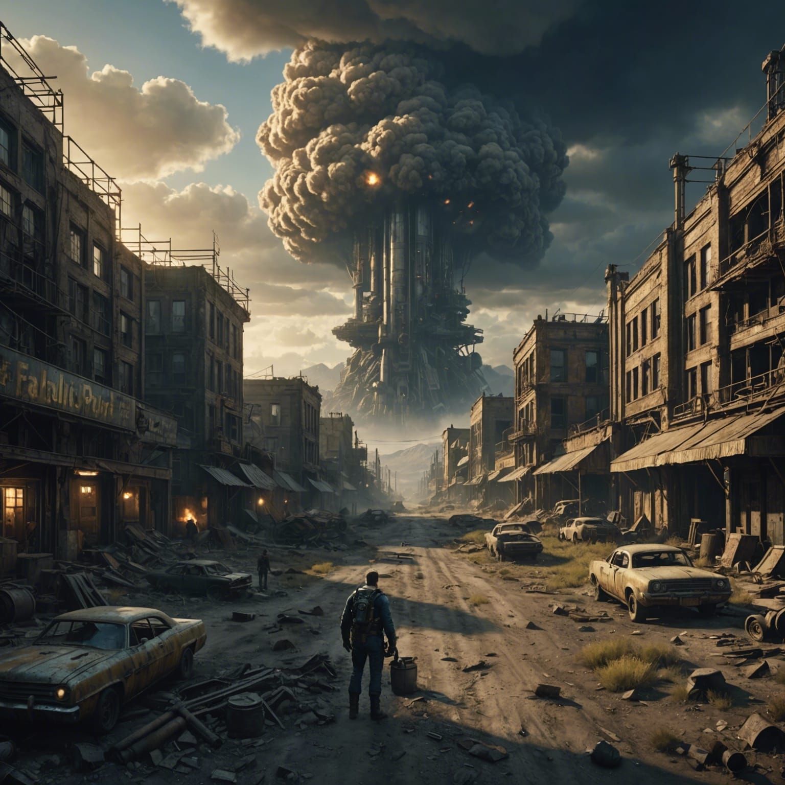 Epic Fallout Scene in Digital Matte Painting