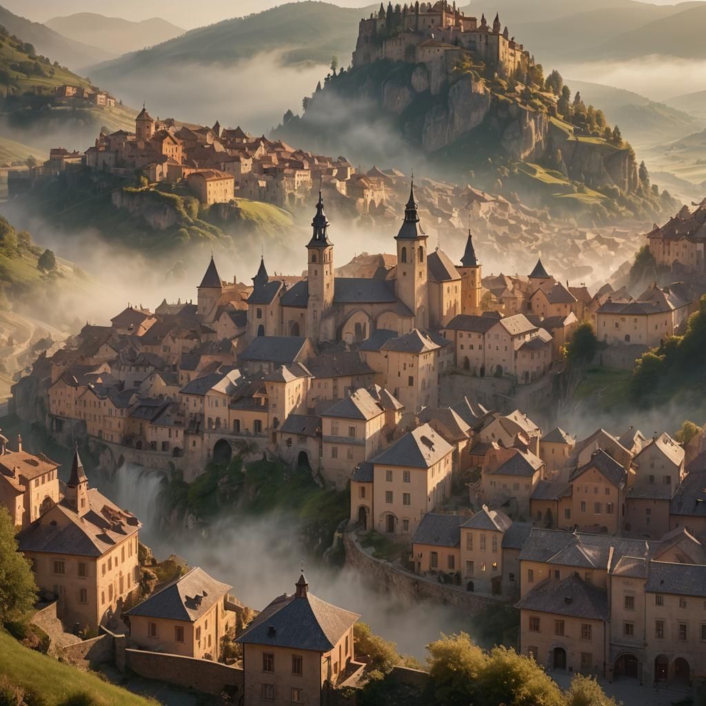 Magical Classical Town in Dreamlike Valley