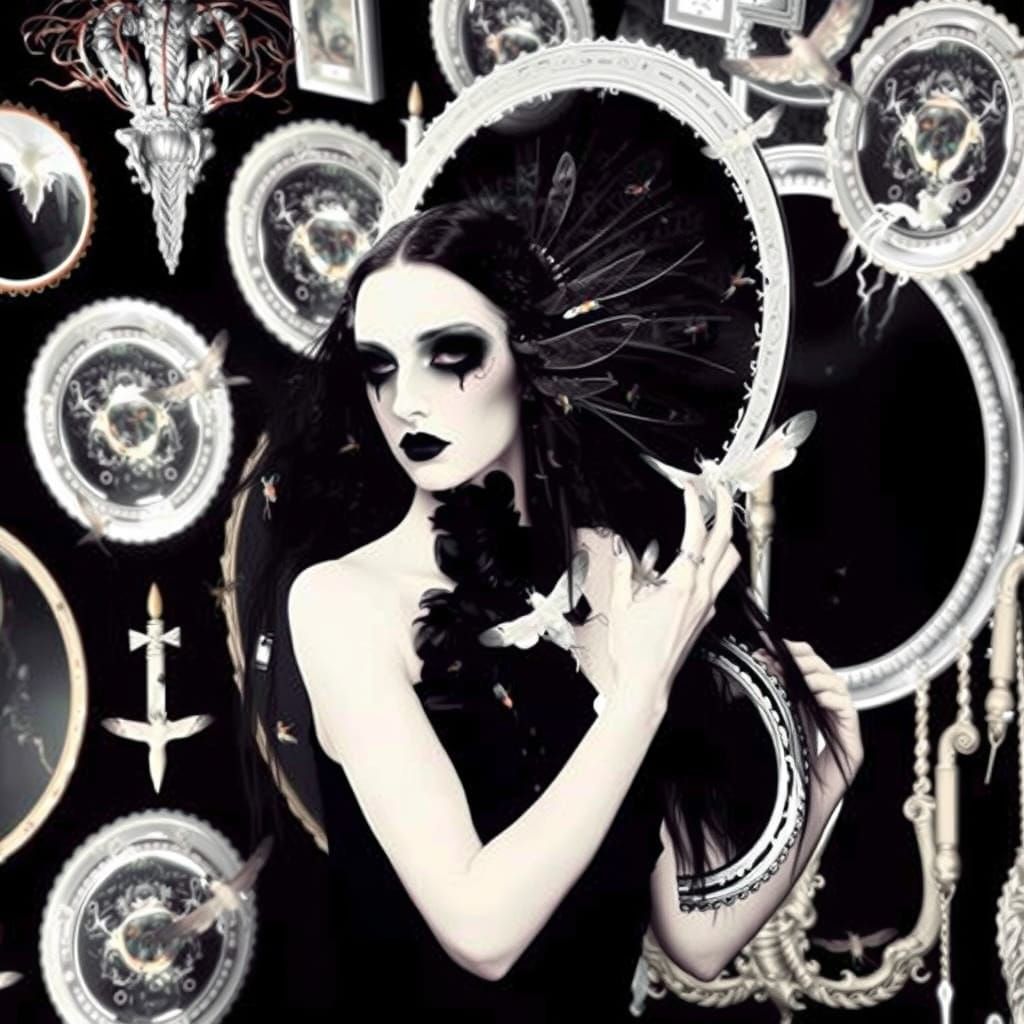 Mystical Gothic Coffee Shop Enshrouded in a Dark, Ethereal S...