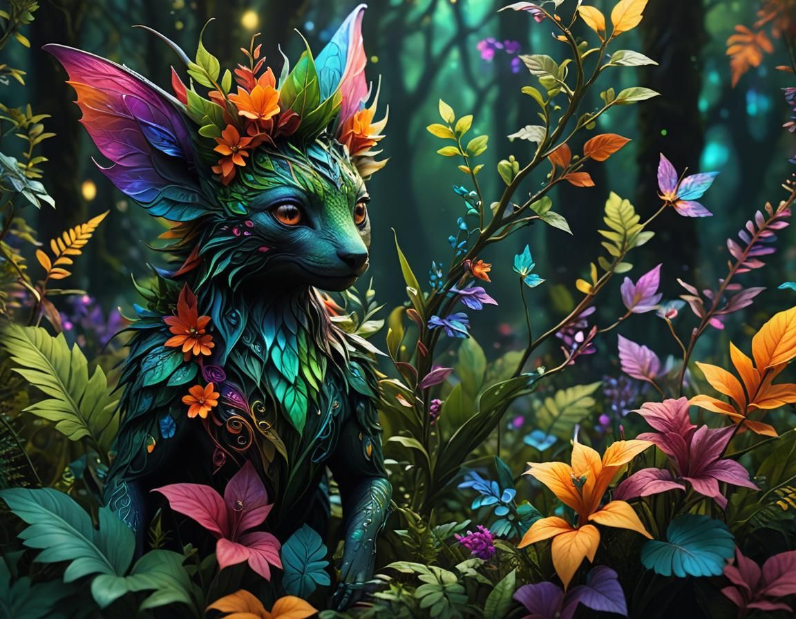 Rainbow Plant Fae in Parametric Forest