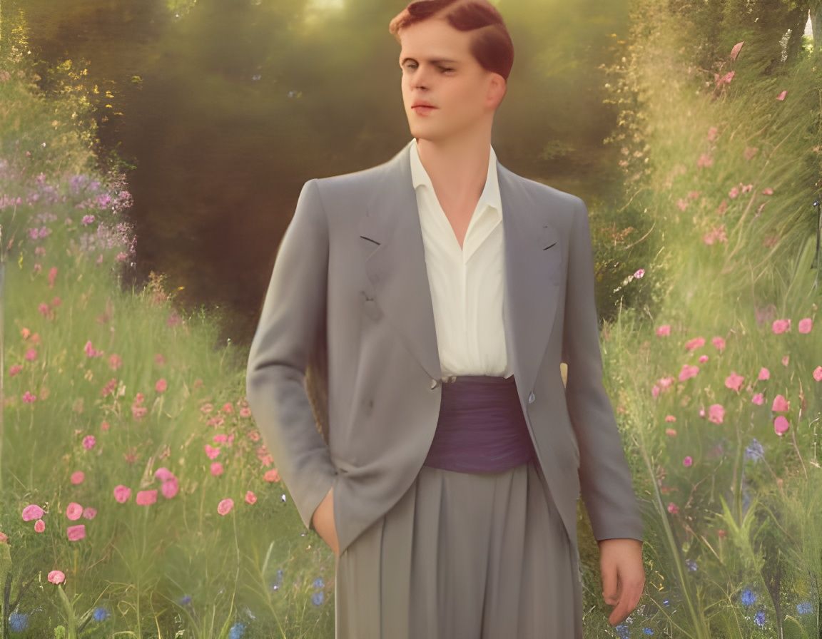 Romantic Portrait in Waterhouse Style, 1950s Fashion