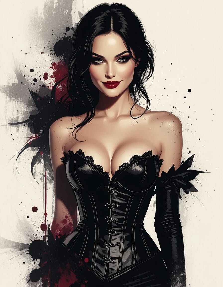 Gothic Woman in Dramatic Chiaroscuro Lighting