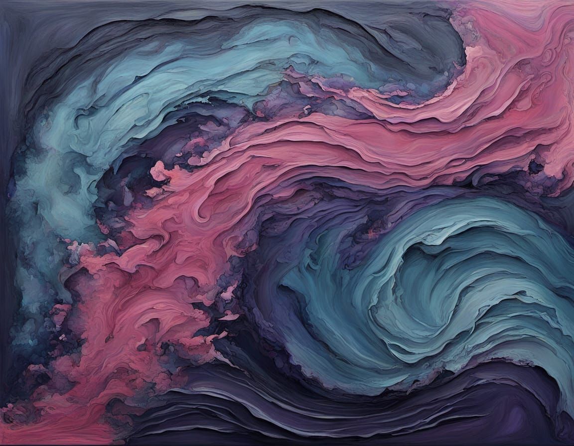 Surreal Abstract Painting in Heavy Impasto Style