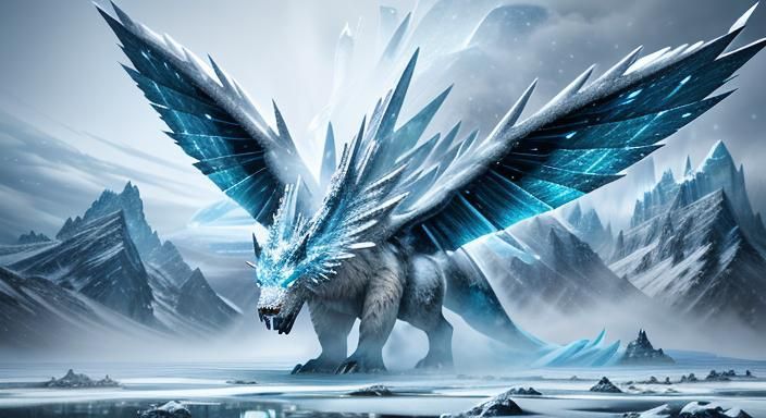 Colossal Ice Dragon Dominates Frozen Landscape