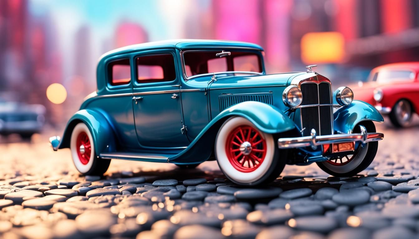 Hyperrealistic Hot Rod Scene on Valentine's Day