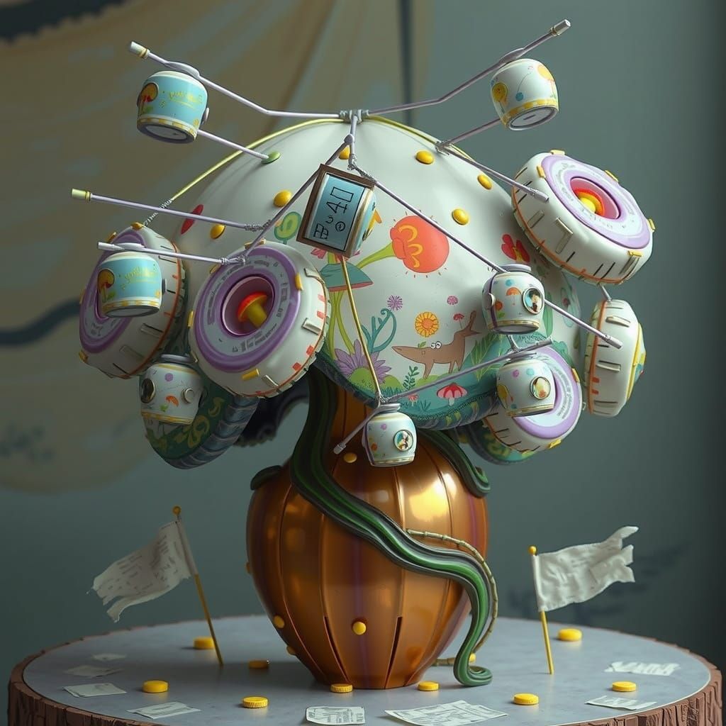 Vibrant Mushroom Metropolis in Hyper-Realistic Style