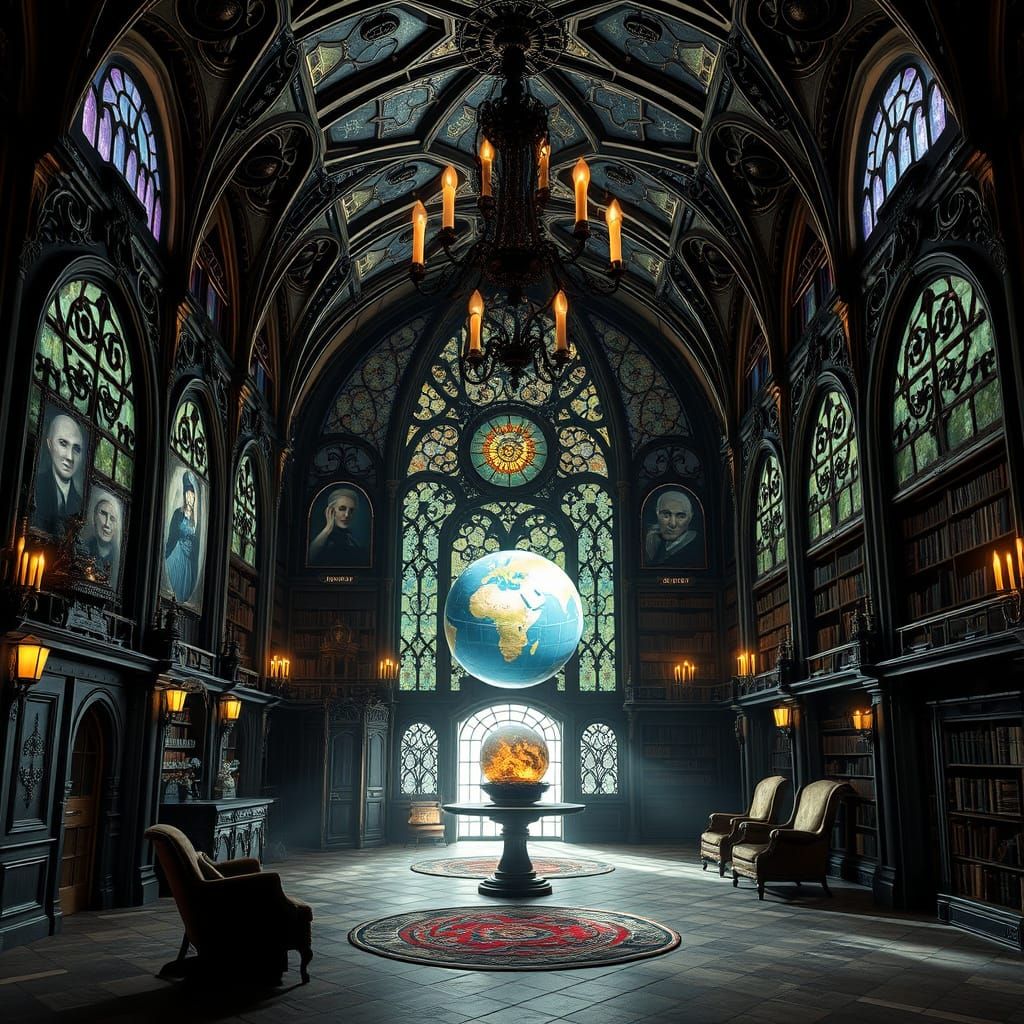 Gothic Magical School in Whimsical, Dark Disney Style