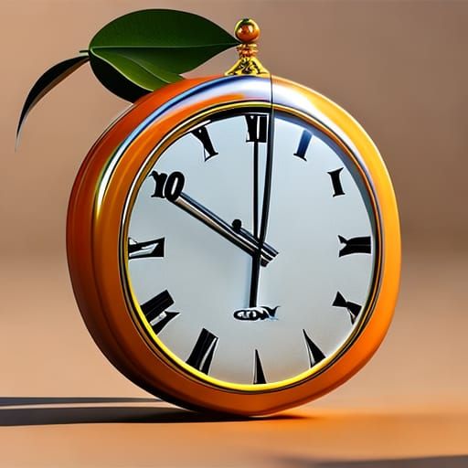 Orange Clock: Photorealistic Fruit Timepiece in 16K