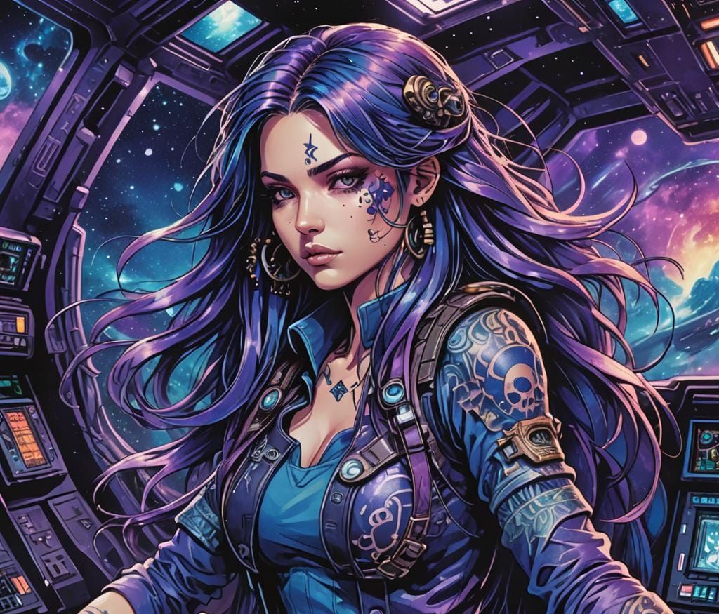 Galactic Space Pirate in Anime Style