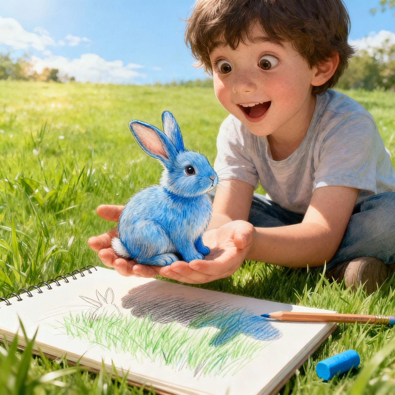 A drawing that becomes reality: the blue bunny