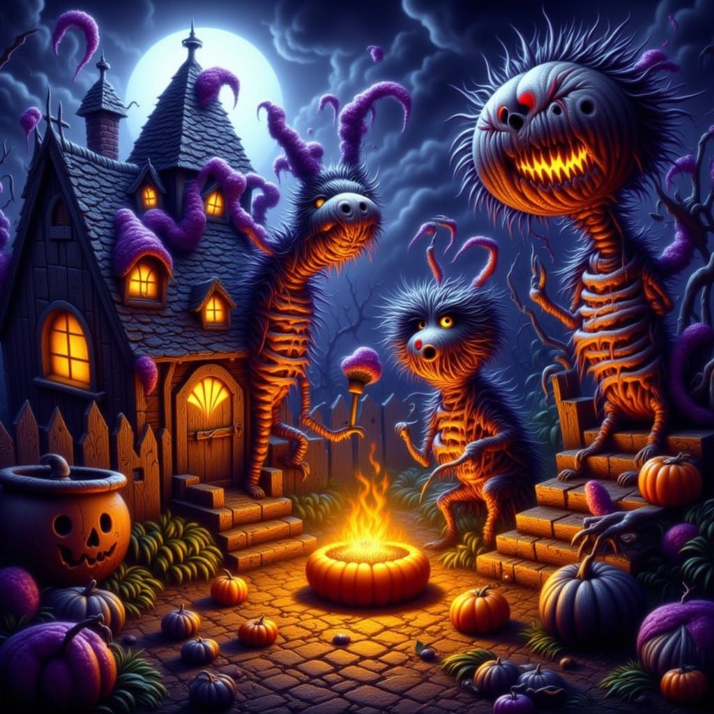 Halloween Creature Hybrids and Haunted Houses in Dark Fantas...