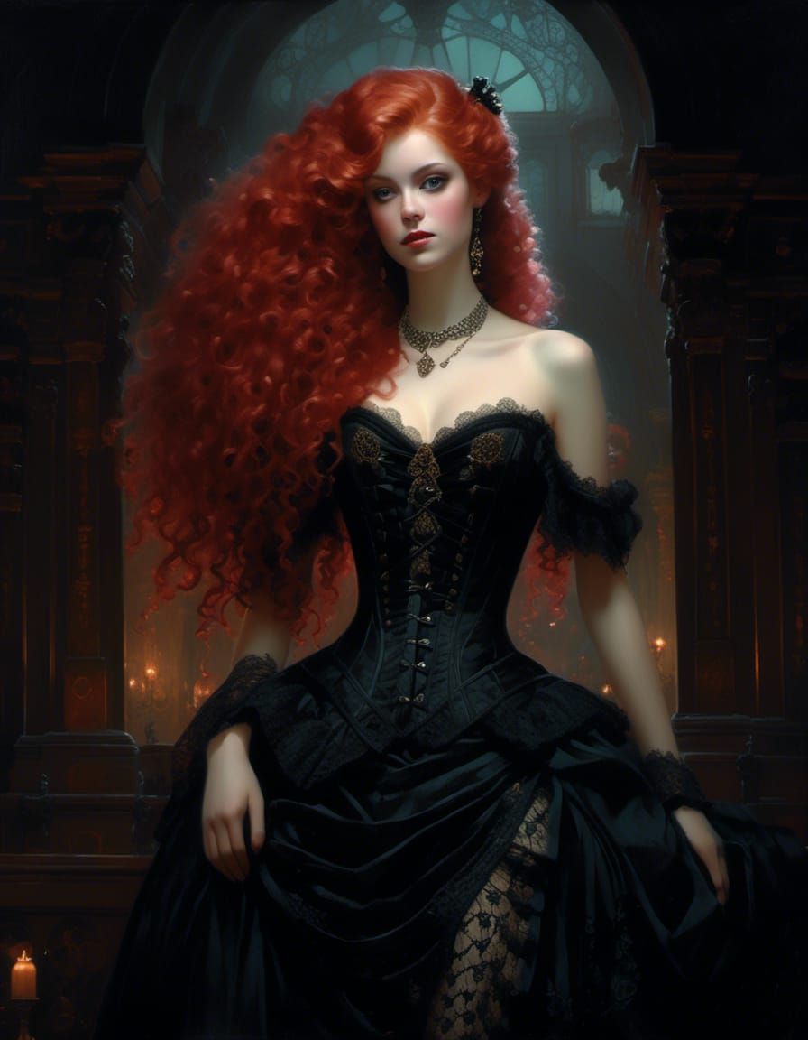 Rococo Portrait of Lady in Velvet and Lace